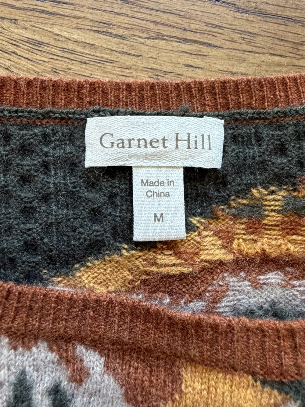 Garnett Hill Medium Recycled Cashmere Patchwork Sweater Boat Neck - Picture 10 of 15